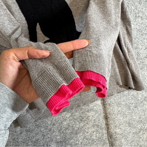 Leo & Ugo Paris Gray Sweater Women’s Black Cat Bow Graphic Long Sleeve Size 4 - Picture 5 of 15